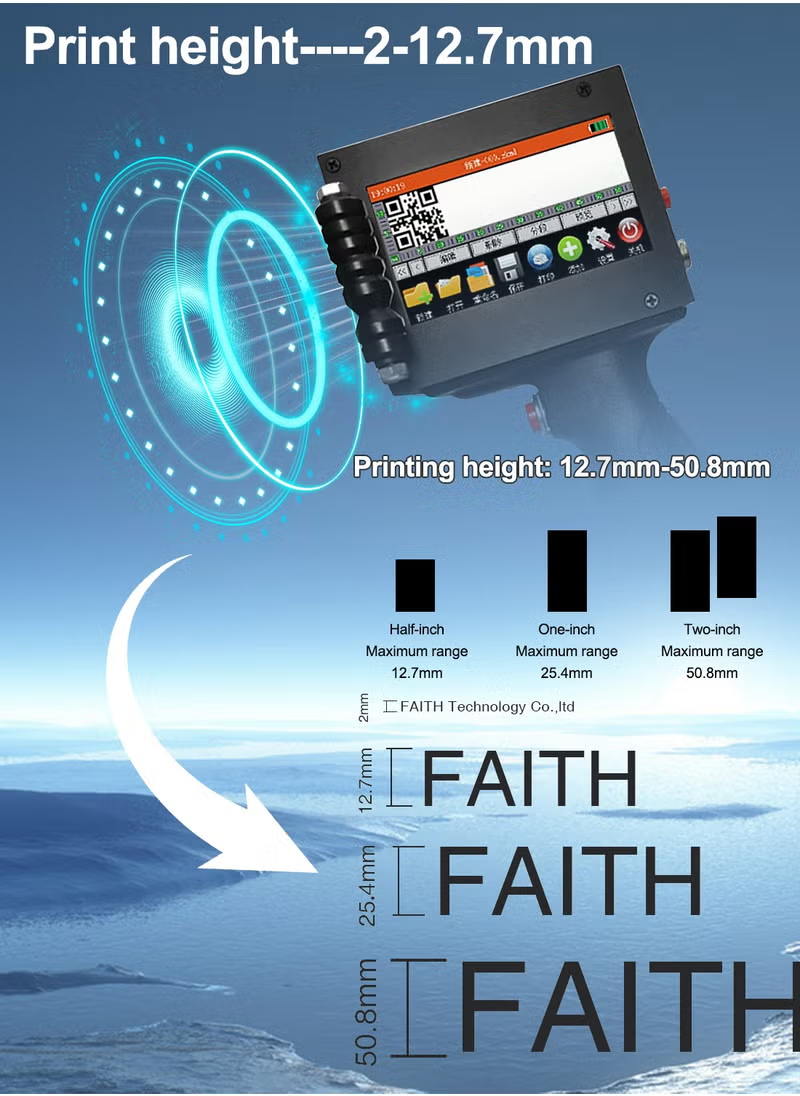 طابعة نفث الحبر المحمولة لطباعة تواريخ انتهاء الصلاحية وأرقام الدفعات ورموز الاستجابة السريعة والرموز الشريطية والشعارات على الكراتين والخشب والقماش والبلاستيك والمعادن