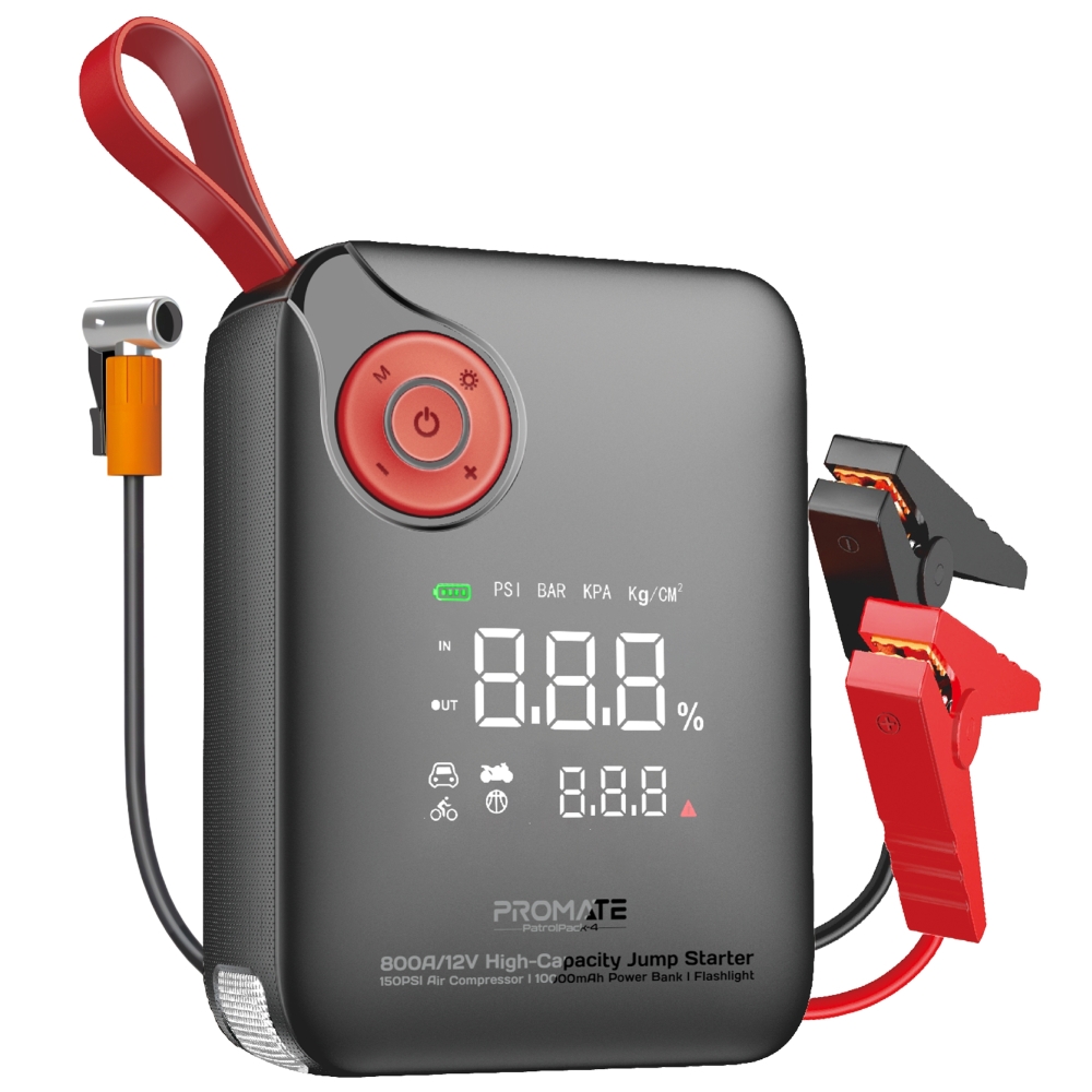 جهاز طوارئ 4 في 1 لتشغيل السيارات بقوة 800 أمبير، مزوّد بكمبروسر هواء 150PSI وبطارية 10000mAh، يشحن عبر USB وType-C، مع كشاف LED قوي، مثالي للسيارات، الدفع الرباعي، والدراجات النارية — الحل الذكي على جهاز طوارئ 4 في 1 لتشغيل السيارات بقوة 800 أمبير، مزوّد بكمبروسر هواء 150PSI وبطارية 10000mAh، يشحن عبر USB وType-C، مع كشاف LED قوي، مثالي للسيارات، الدفع الرباعي، والدراجات النارية — الحل الذكي على