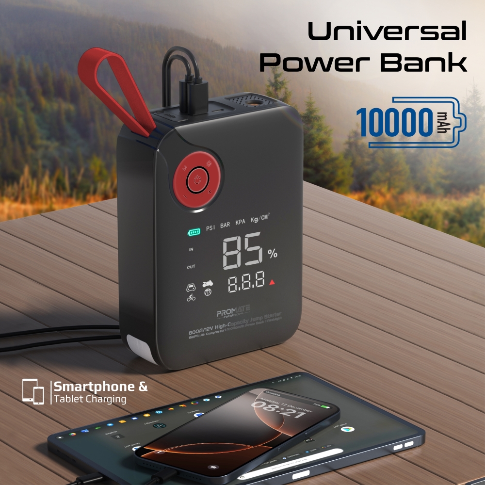 جهاز طوارئ 4 في 1 لتشغيل السيارات بقوة 800 أمبير، مزوّد بكمبروسر هواء 150PSI وبطارية 10000mAh، يشحن عبر USB وType-C، مع كشاف LED قوي، مثالي للسيارات، الدفع الرباعي، والدراجات النارية — الحل الذكي على جهاز طوارئ 4 في 1 لتشغيل السيارات بقوة 800 أمبير، مزوّد بكمبروسر هواء 150PSI وبطارية 10000mAh، يشحن عبر USB وType-C، مع كشاف LED قوي، مثالي للسيارات، الدفع الرباعي، والدراجات النارية — الحل الذكي على