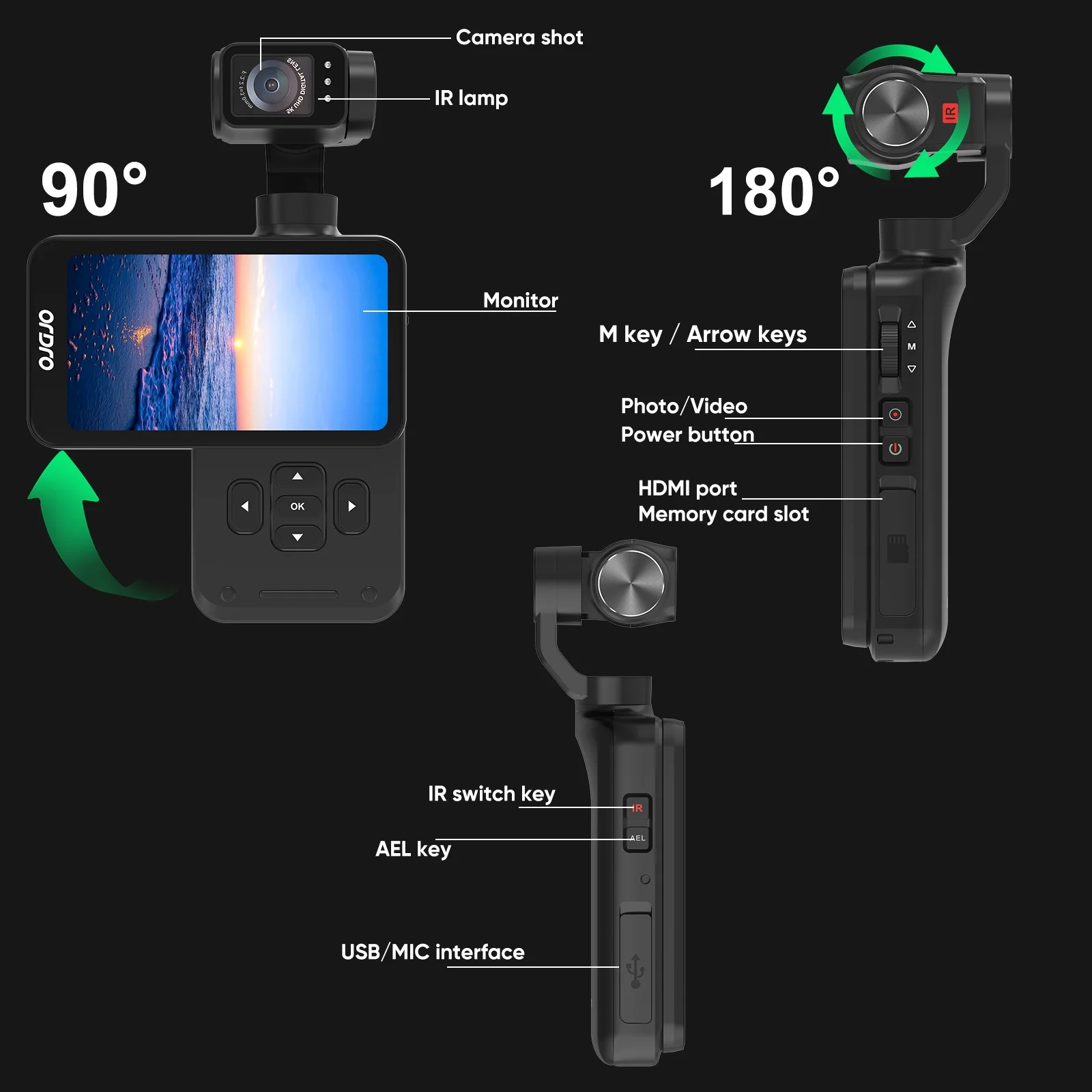 ORDRO M5 Video Camera Vlogging Camcorder 5K 3-Axis Stabilization Handheld Camera for Photography