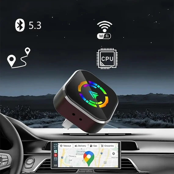 محول كاربلاي لاسلكي مع محول من يو إس بي إلى تايب سي