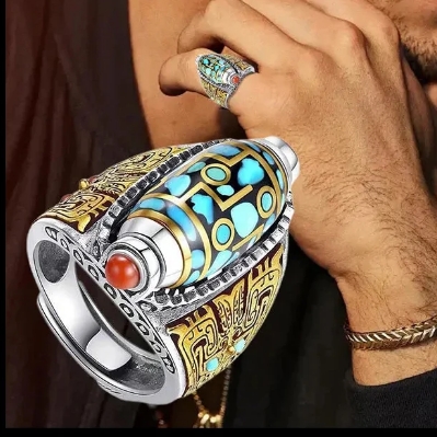 خاتم مصنوع يدويًا من الفضة الإسترلينية عيار 925 على شكل تمثال مسجد فيروزي خاتم مصنوع يدويًا من الفضة الإسترلينية عيار 925 على شكل تمثال مسجد فيروزي