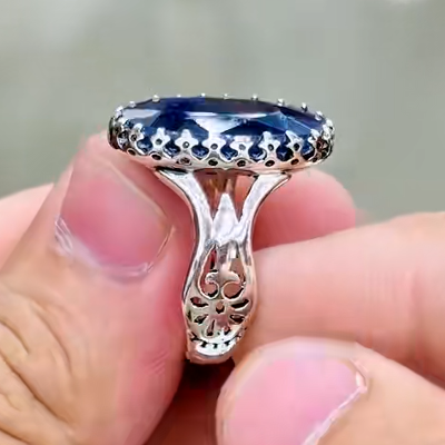 خاتم مصنوع يدويًا من الفضة الإسترلينية عيار 925 على شكل تمثال مسجد فيروزي خاتم مصنوع يدويًا من الفضة الإسترلينية عيار 925 على شكل تمثال مسجد فيروزي